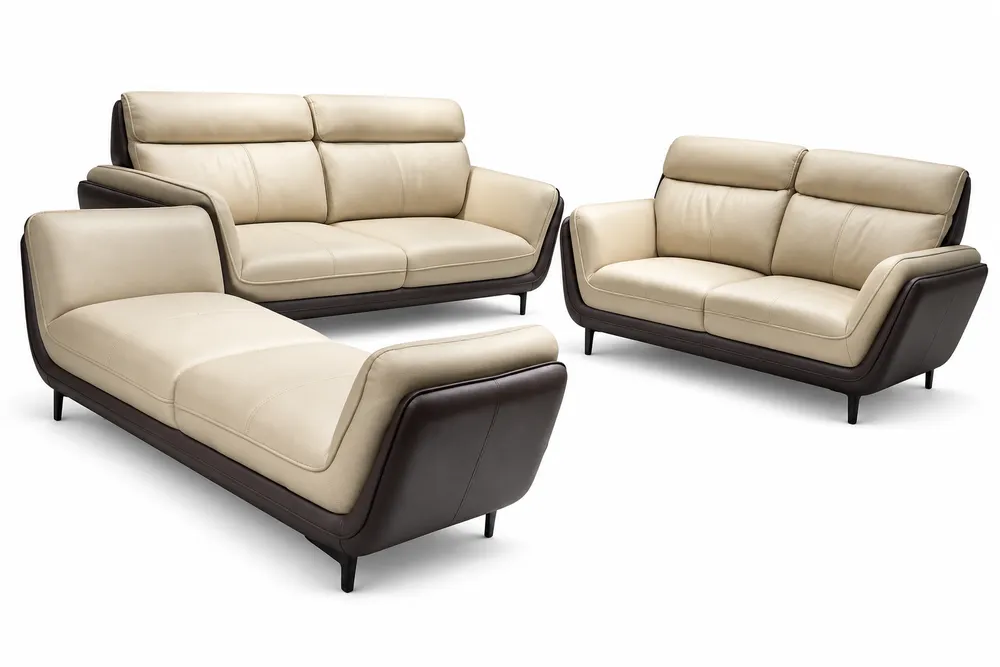 Beige Contrast Sofa Set — main view