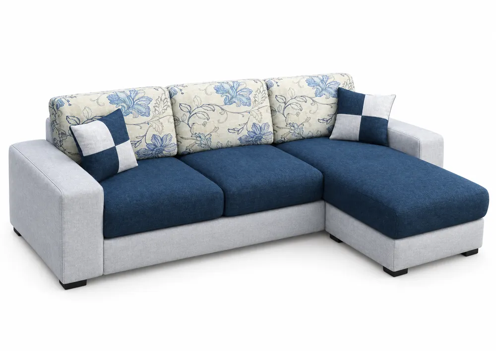 Blue and Grey Corner Sofa — main view