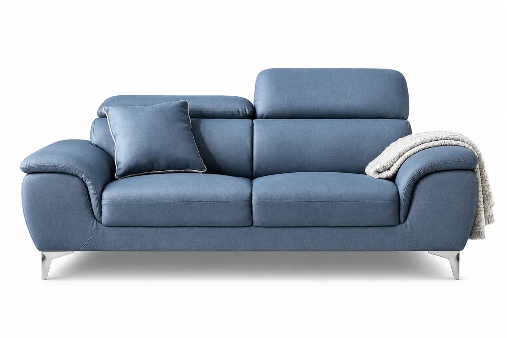 Blue Padded-Arm Sofa — main view
