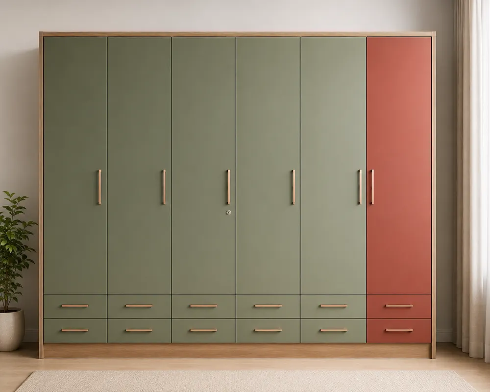 Colour-Block Wide Storage Wardrobe — main view