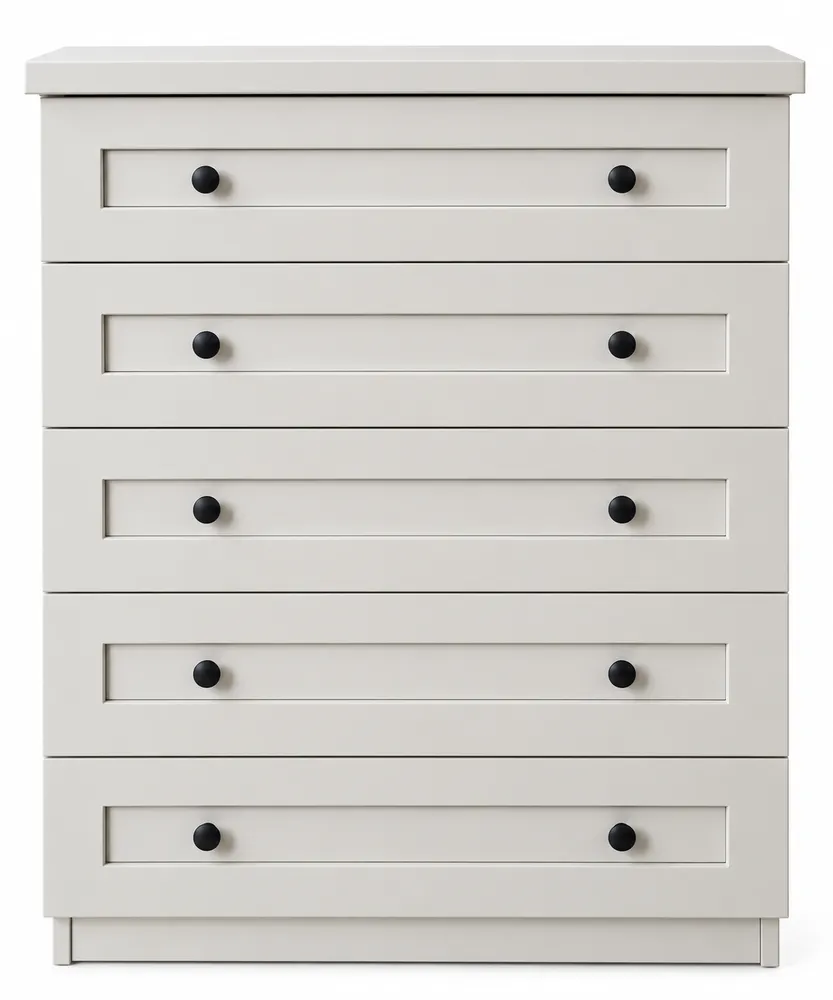 Cream Five-Drawer Knob Chest — main view
