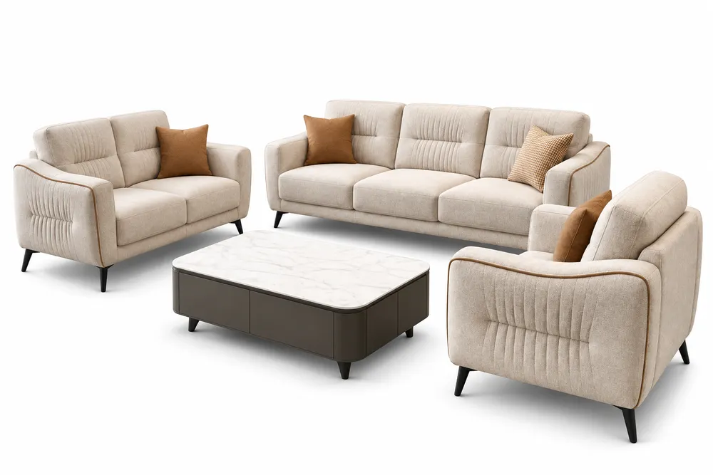Cream Sofa and Table Set — main view