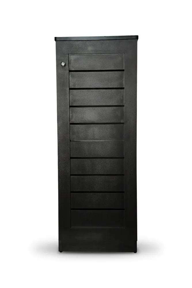 Dark Slatted Shoe Cabinet — main view