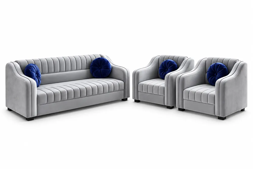 Grey Channel Sofa Set — main view