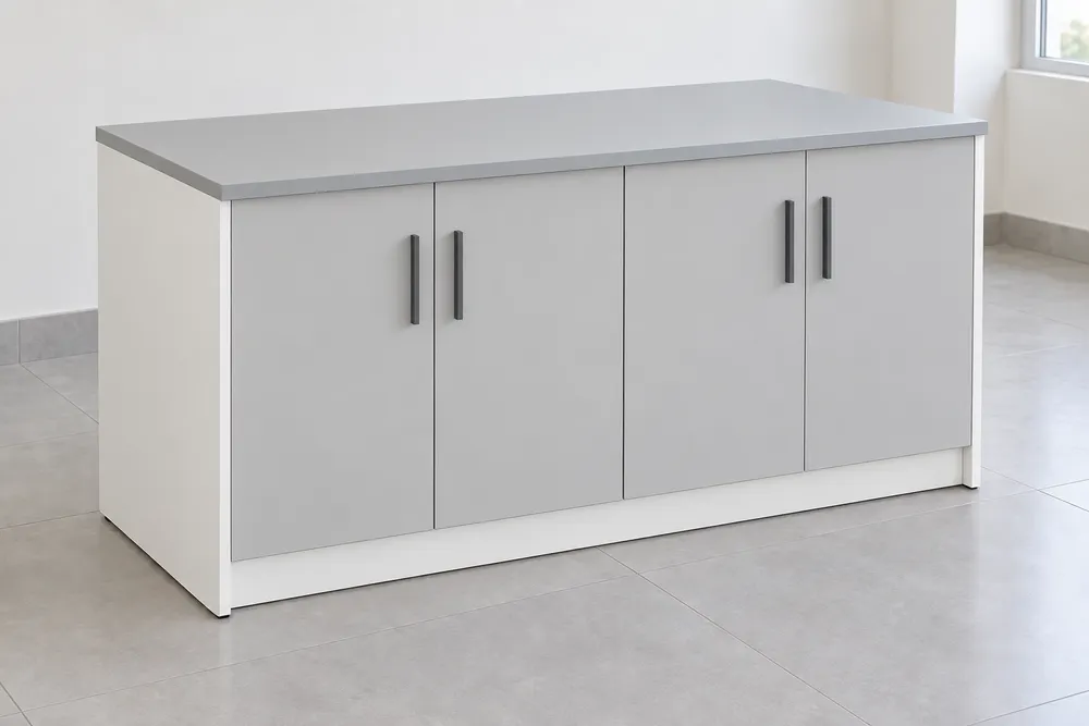 Grey Four-Door Pantry Cabinet — main view