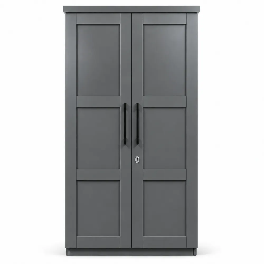 Grey Panelled Two-Door Wardrobe — main view