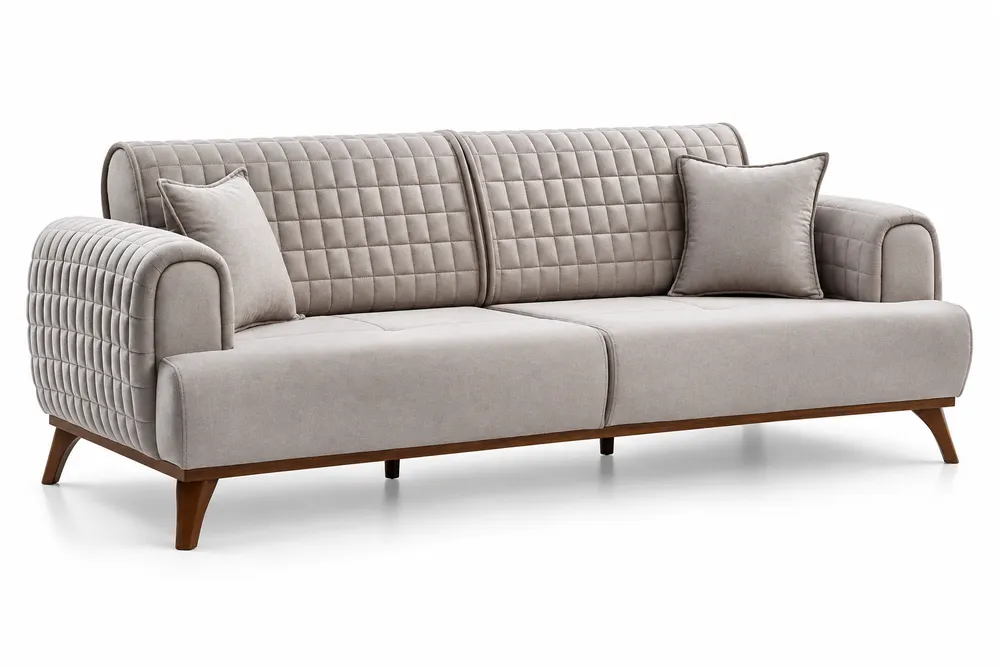 Grey Quilted-Back Sofa — main view