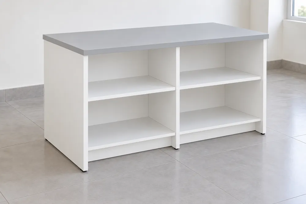 Grey Six-Compartment Printer Console — main view