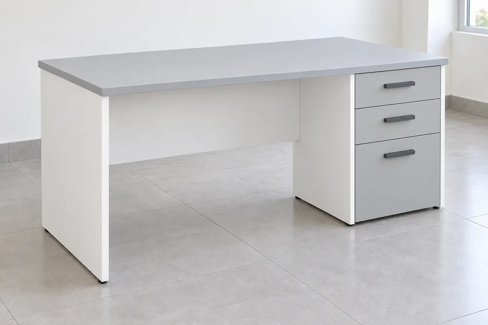 Grey Three-Drawer Desk — main view