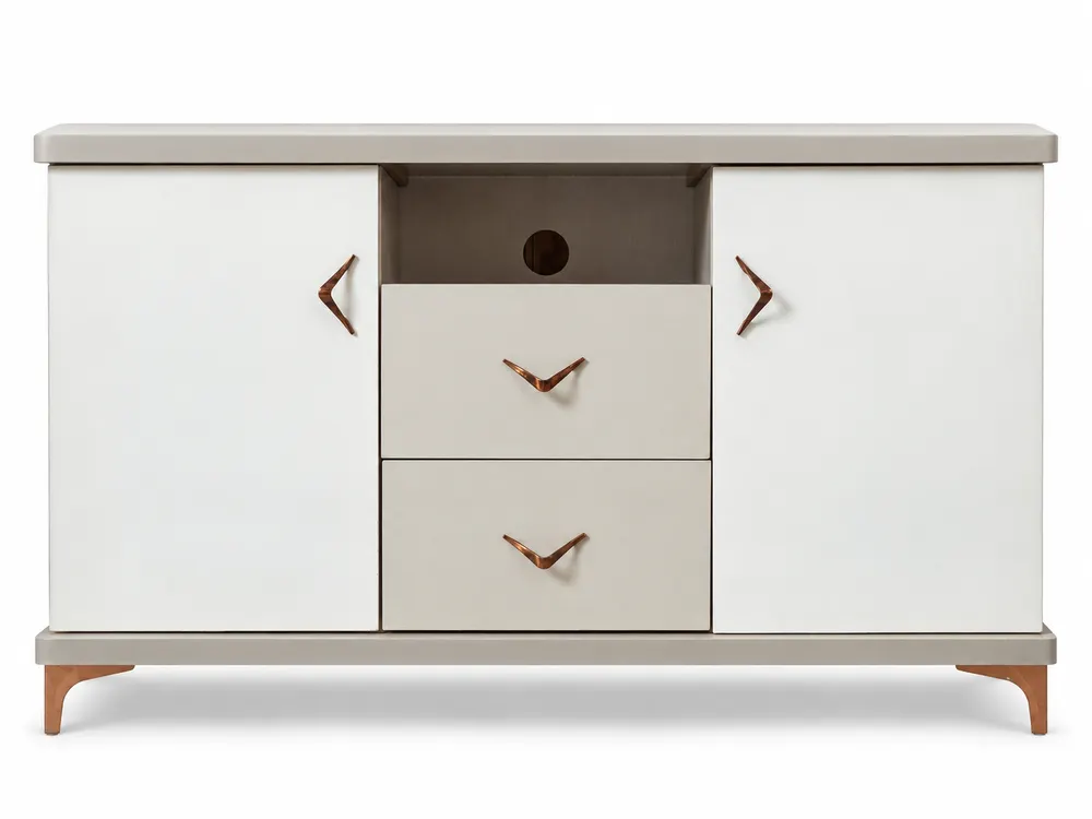 Ivory Media Cabinet with Copper Accents — main view