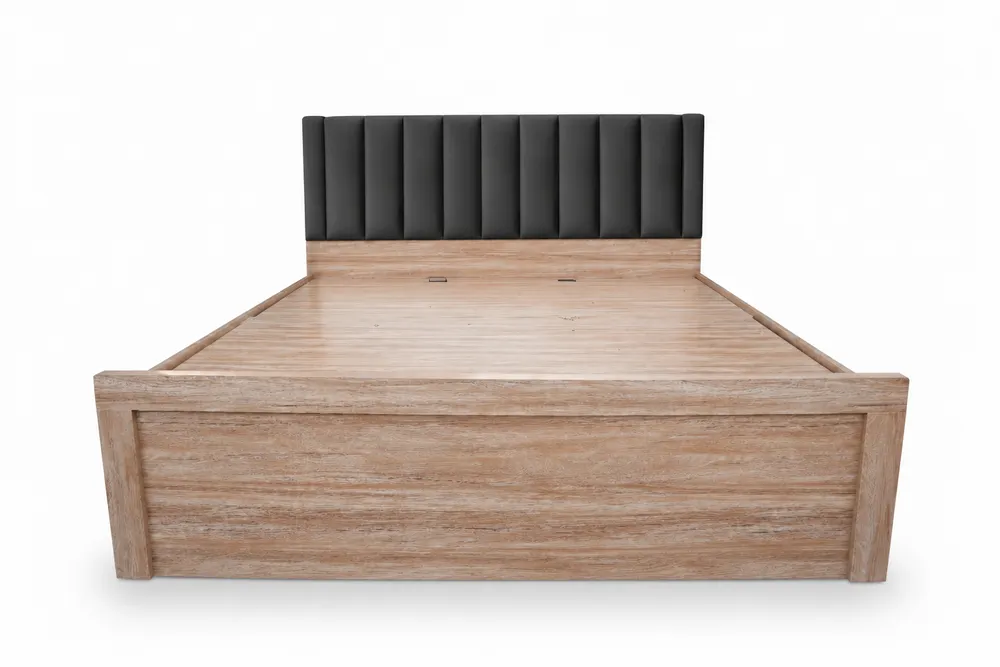 Light Wood Bed with Charcoal Headboard — main view