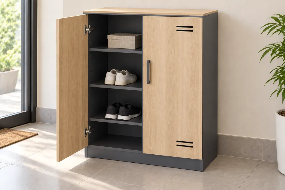 Oak and Charcoal Ventilated Cabinet — main view