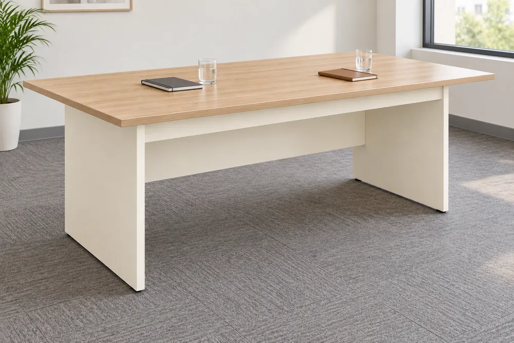 Oak and Ivory Meeting Table — main view