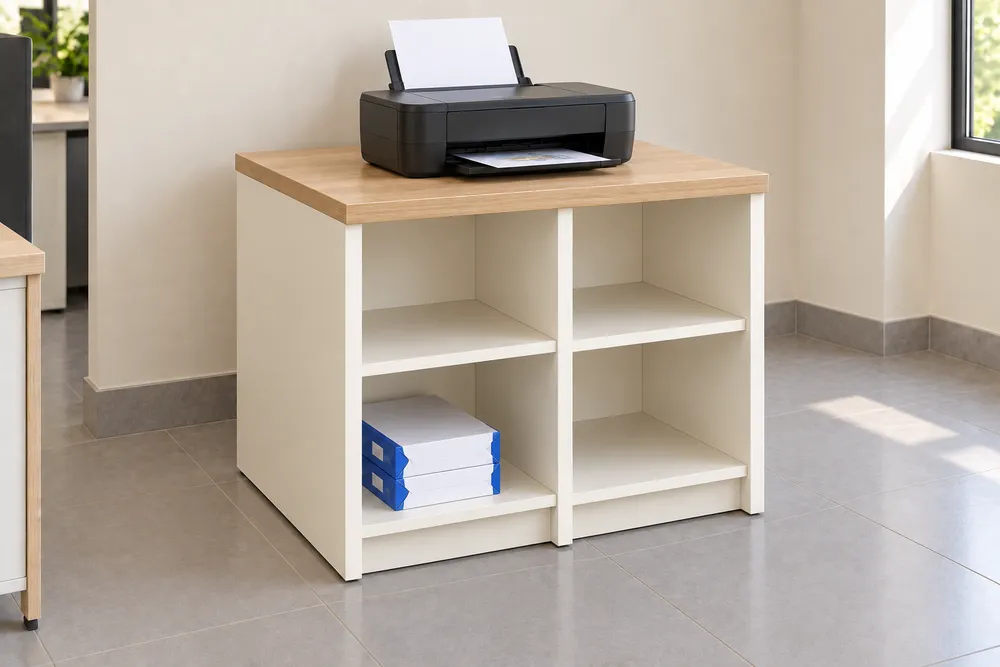 Oak Printer Stand with Four Compartments — main view