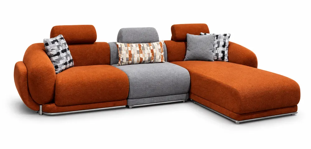 Orange and Grey Corner Sofa — main view