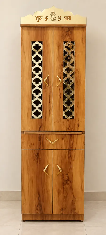 Rectangular Wood Jali Mandir — design reference