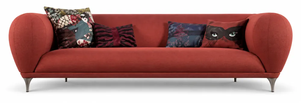 Rust Wing-Arm Sofa — main view