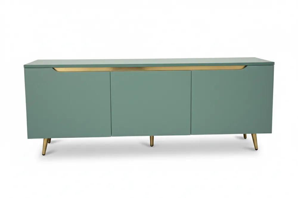 Sage Storage Console with Gold-Line Handles — main view