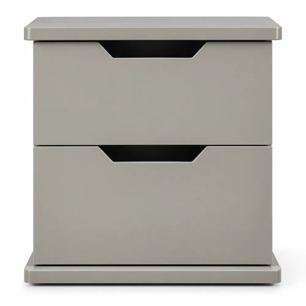 Taupe Two-Drawer Bedside Table — main view