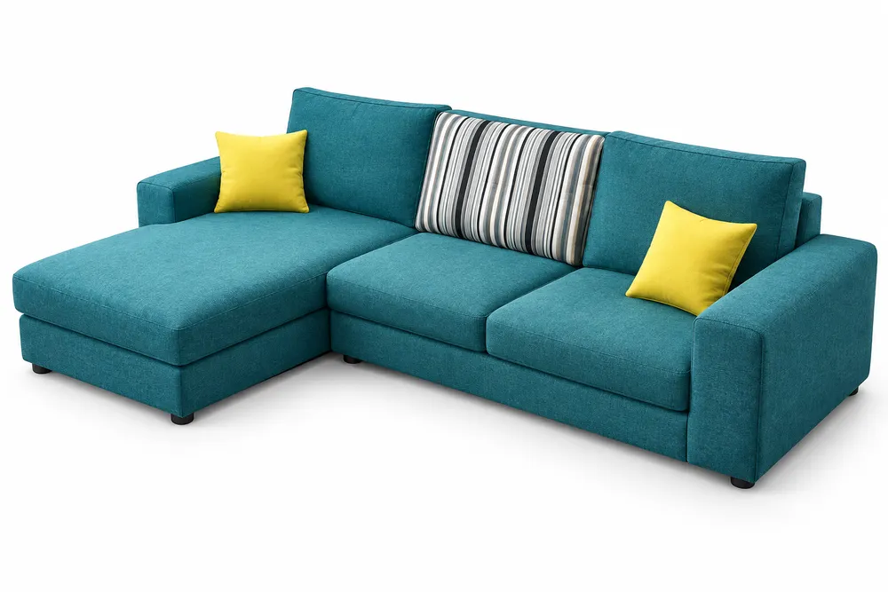 Teal Left-Chaise Corner Sofa — main view
