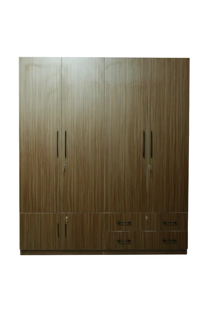 Walnut Four-Door Wardrobe with Lower Drawers — main view