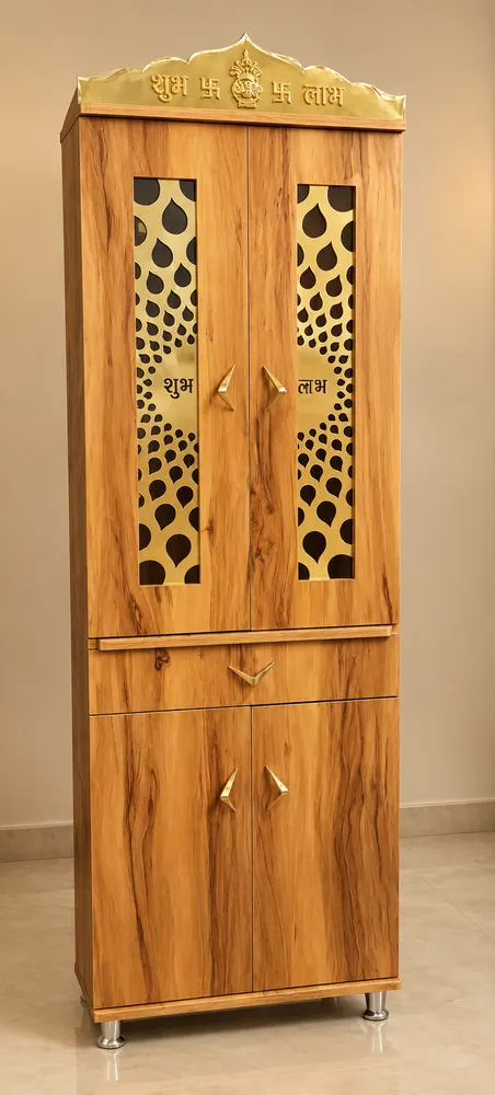 Warm Wood Crown Mandir — design reference