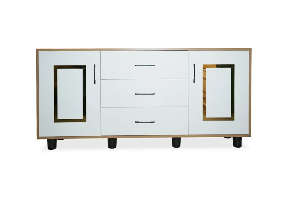 White and Gold Framed Four-Drawer Sideboard — main view