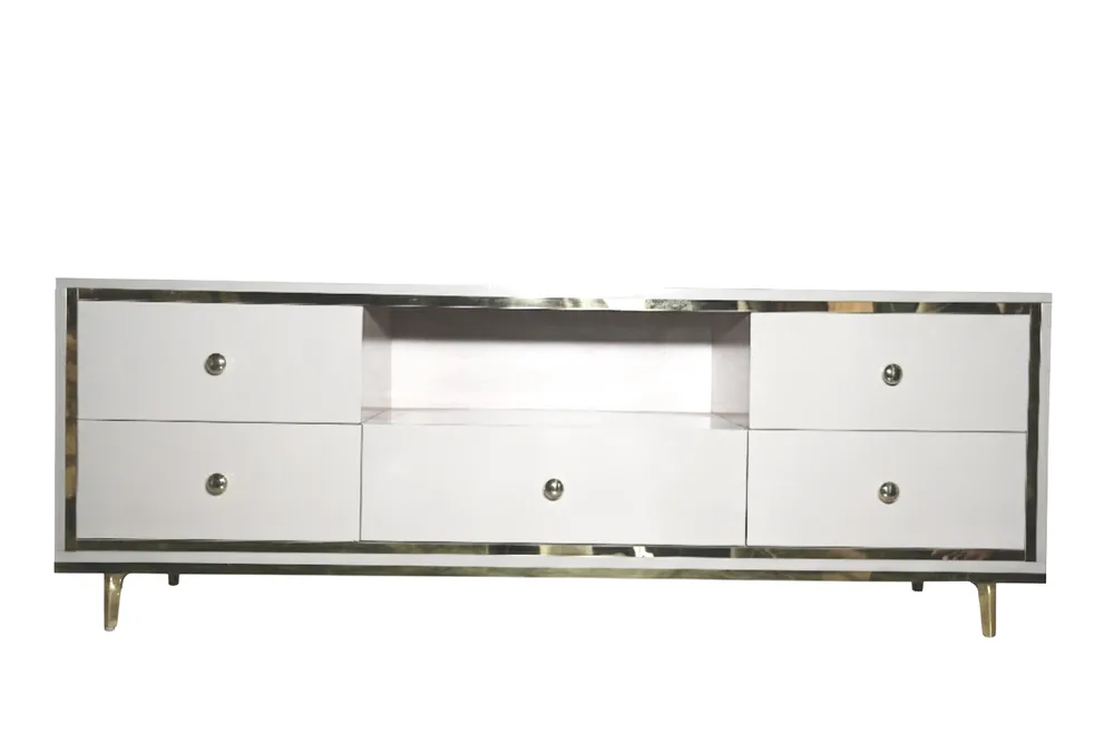 White and Gold Media Console — main view