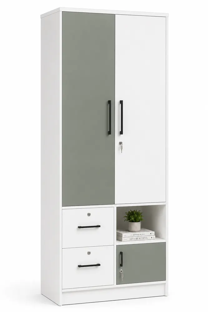 White Drawer-and-Cubby Wardrobe — main view