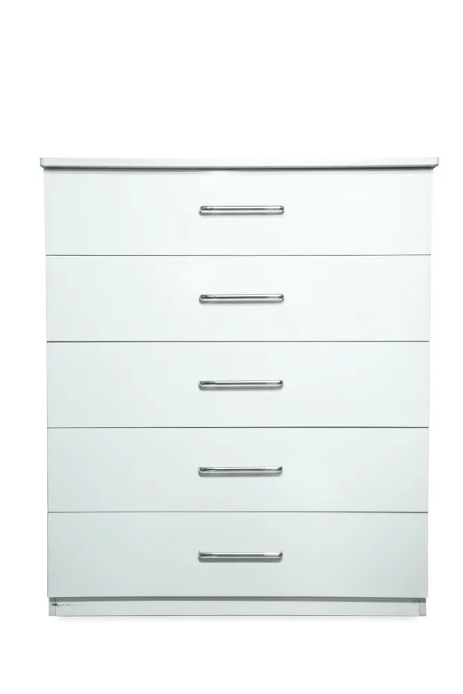 White Five-Drawer Handle Chest — main view