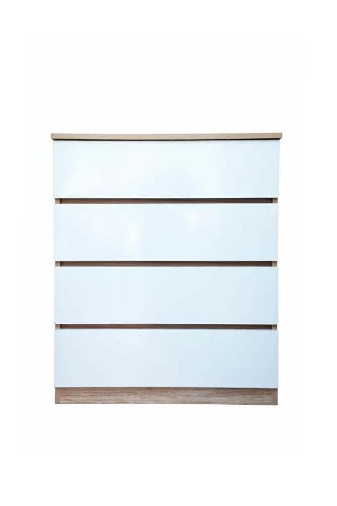 White Handleless Five-Drawer Chest — main view