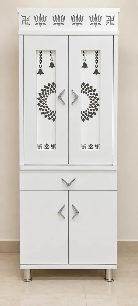 White Om-Door Mandir — design reference