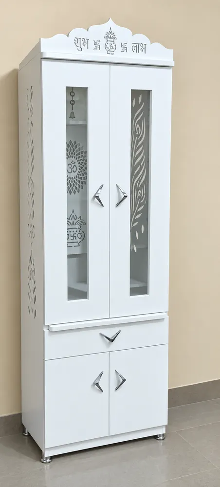 White Rectangular Jali Mandir — design reference