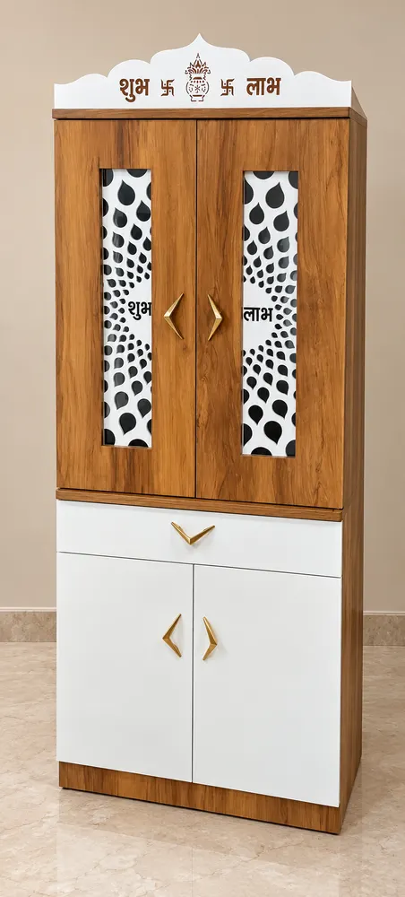 Wood and White Open Mandir — design reference