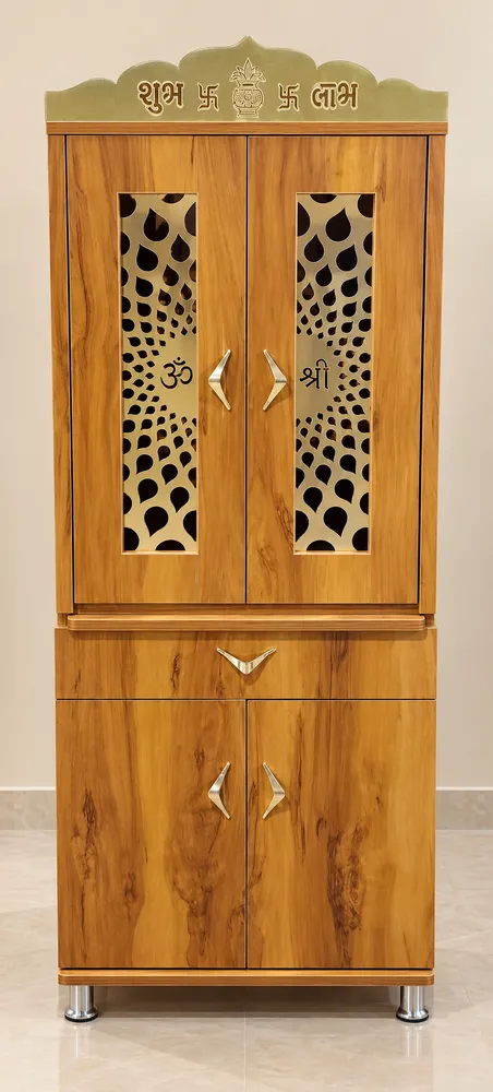 Wood Crown Storage Mandir — design reference