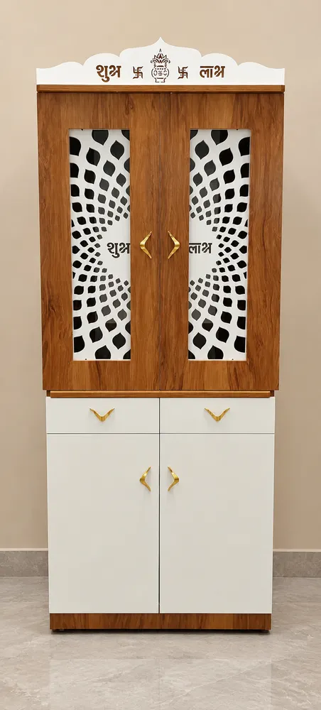 Wood-Crown Twin-Drawer Mandir — design reference
