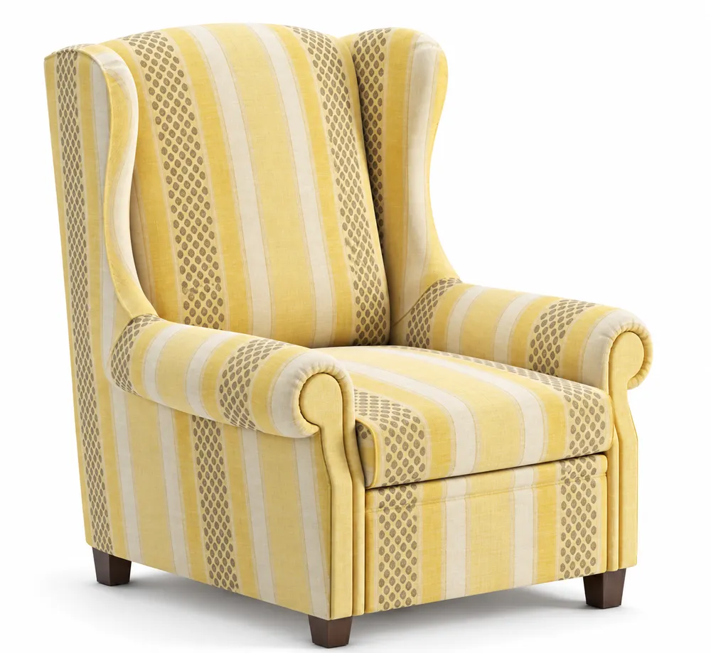 Yellow Patterned Wingback Chair — main view